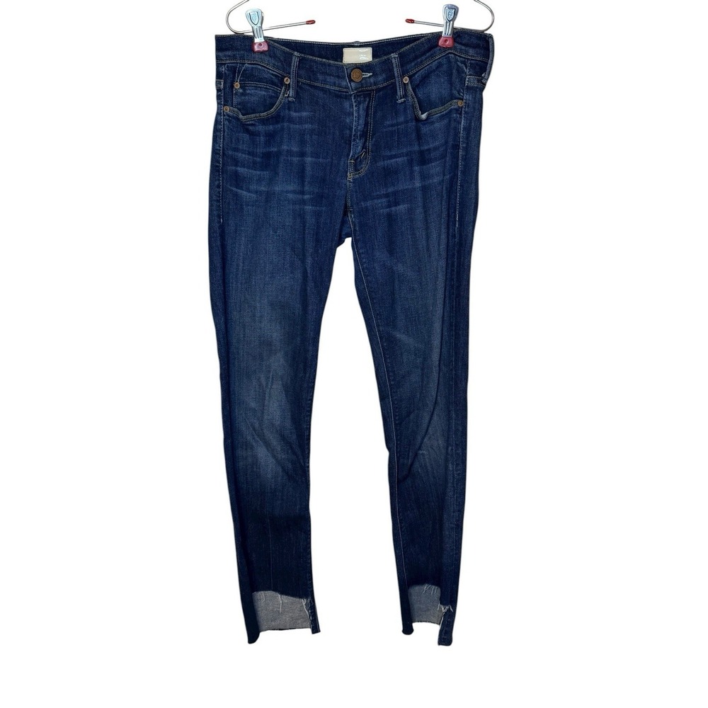 Mother Women's Jeans The Runaway Skinny‎ Leg Raw Hem Dark Wash Denim Blue 30X30